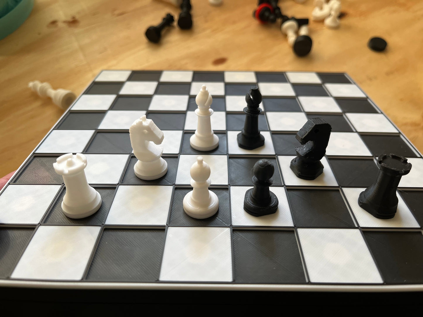 Magnetic Chess Board with Tactile Pieces and Hidden Piece Compartment