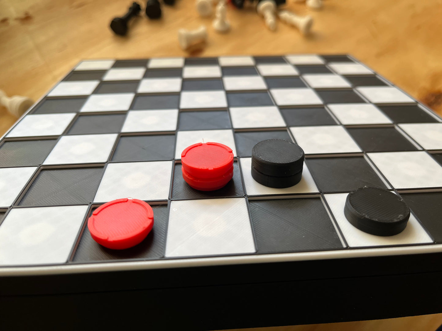 Magnetic Chess Board with Tactile Pieces and Hidden Piece Compartment